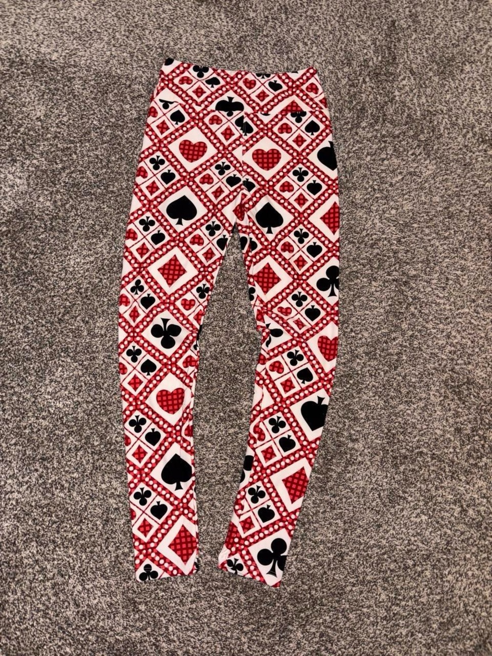 Red and white card suit casino themed leggings
